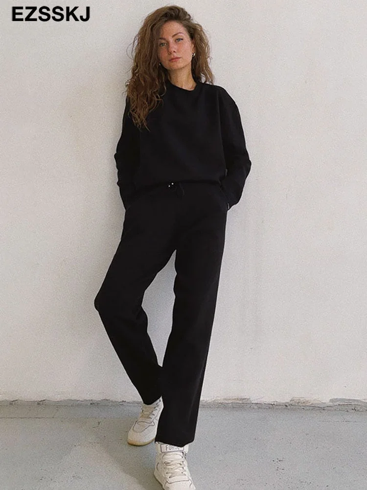 2 Pieces Set Women Knitted Tracksuit Turtleneck Sweater + Carrot Jogging Pants Pullover 2021  Sweater Set CHIC Knitted Outwear