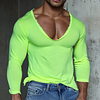 Men's Casual Deep V-neck Super Stretch Comfortable Breathable Long-sleeved T-shirt Casual Fitness Daily T-shirt Club Se by Inlyline