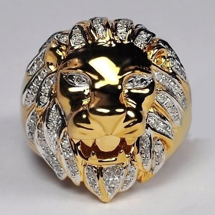 Punk Style Lion Head Personality Men Ring-VESSFUL