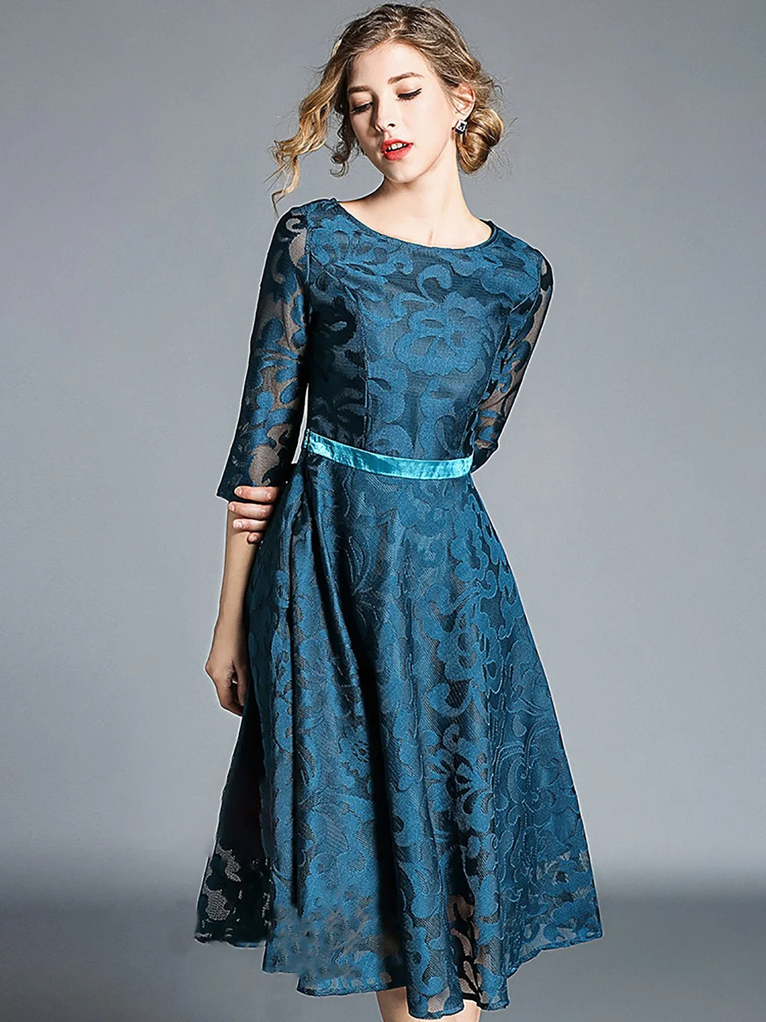 A-Line Wedding Cocktail Midi Dress