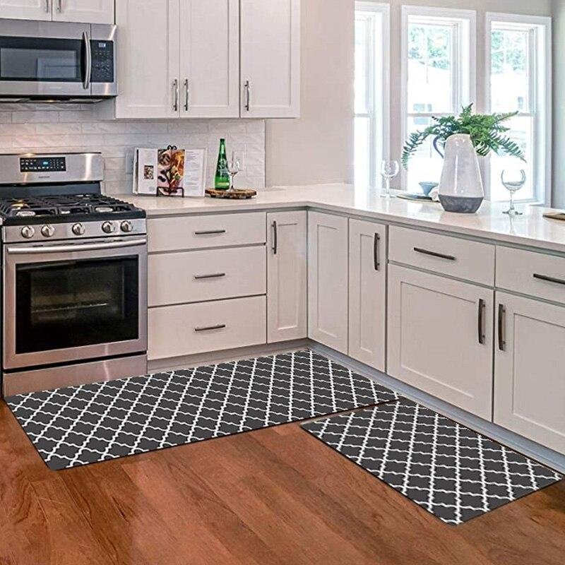 Black and White Lattice Kitchen Nordic Washable Mat Home Decoration Wardrobe Shoe Cabinet Mats Solid Color Doormat Drop Shipping 1108