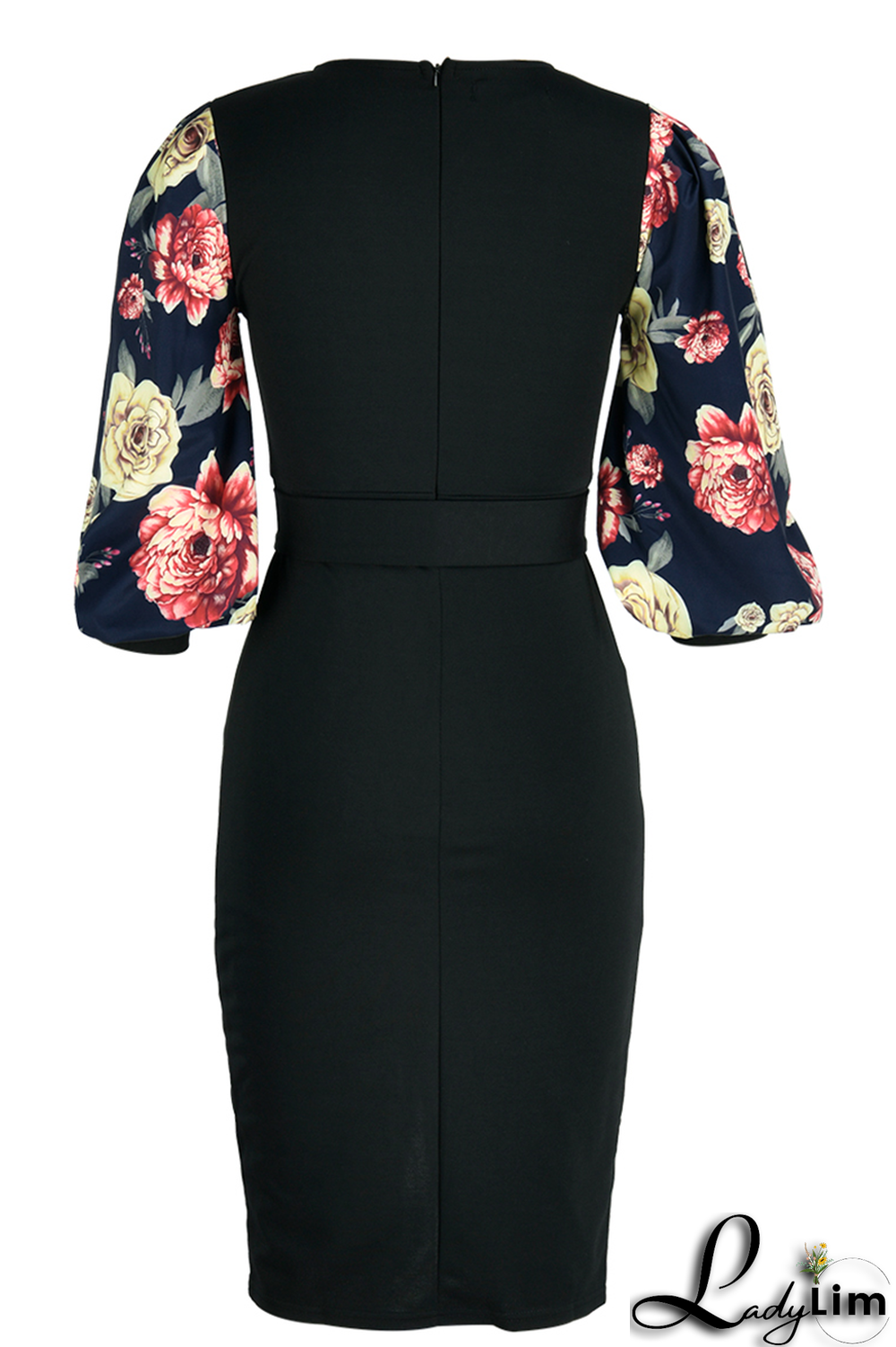 Royal Blue Fashion Print Patchwork O Neck Pencil Skirt Dresses