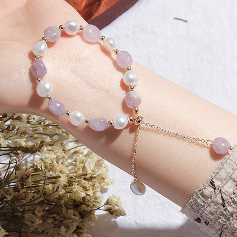 Natural Blue Aventurine Crystal Pearl Bead Healing Bracelet
