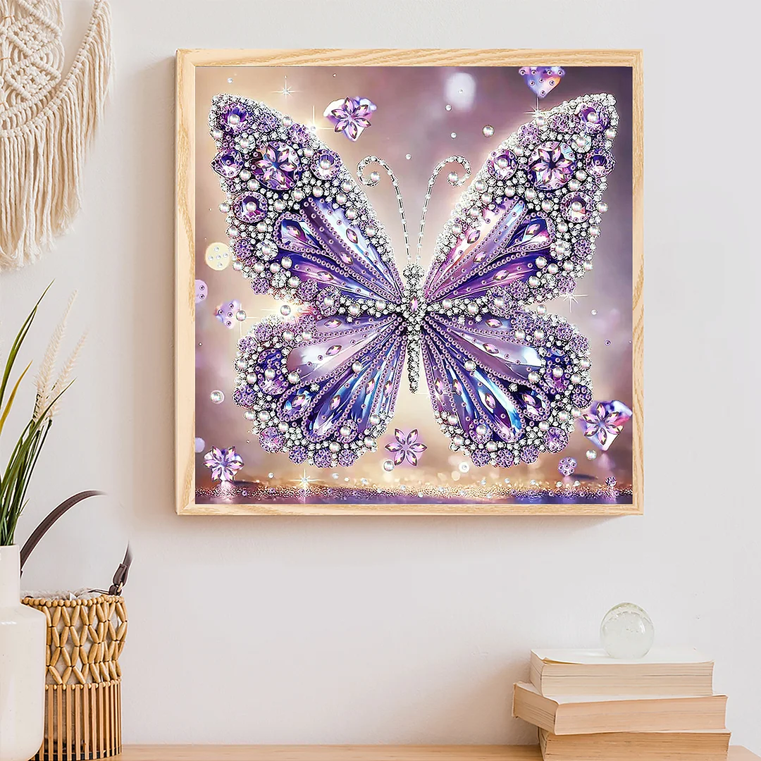 Purple Butterfly - Partial Special Shaped Drill Diamond Painting Kits (Canvas|30*30cm)