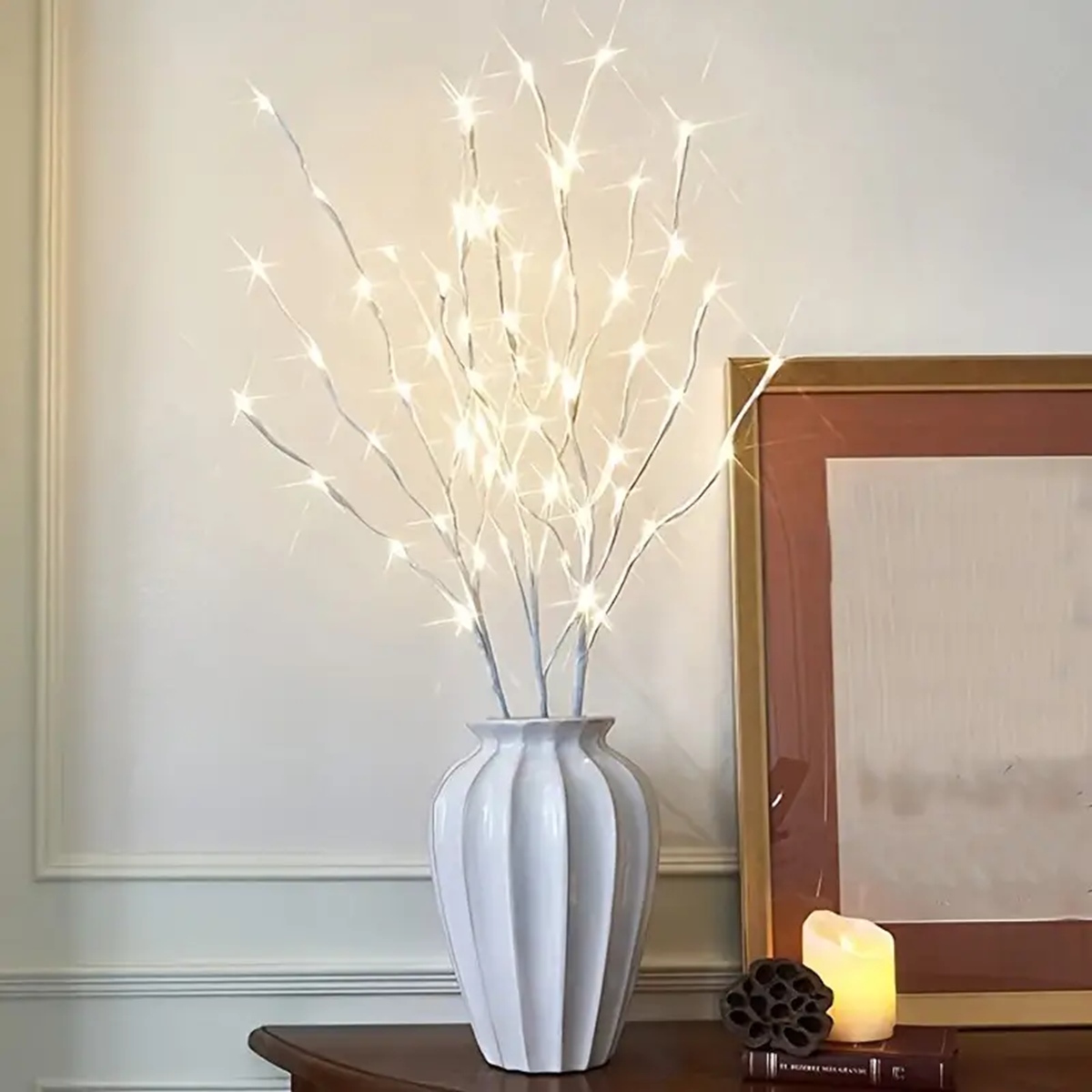 Tegooe Battery-Operated LED White Birch Branch Lights - 28 Inch Twig Decor