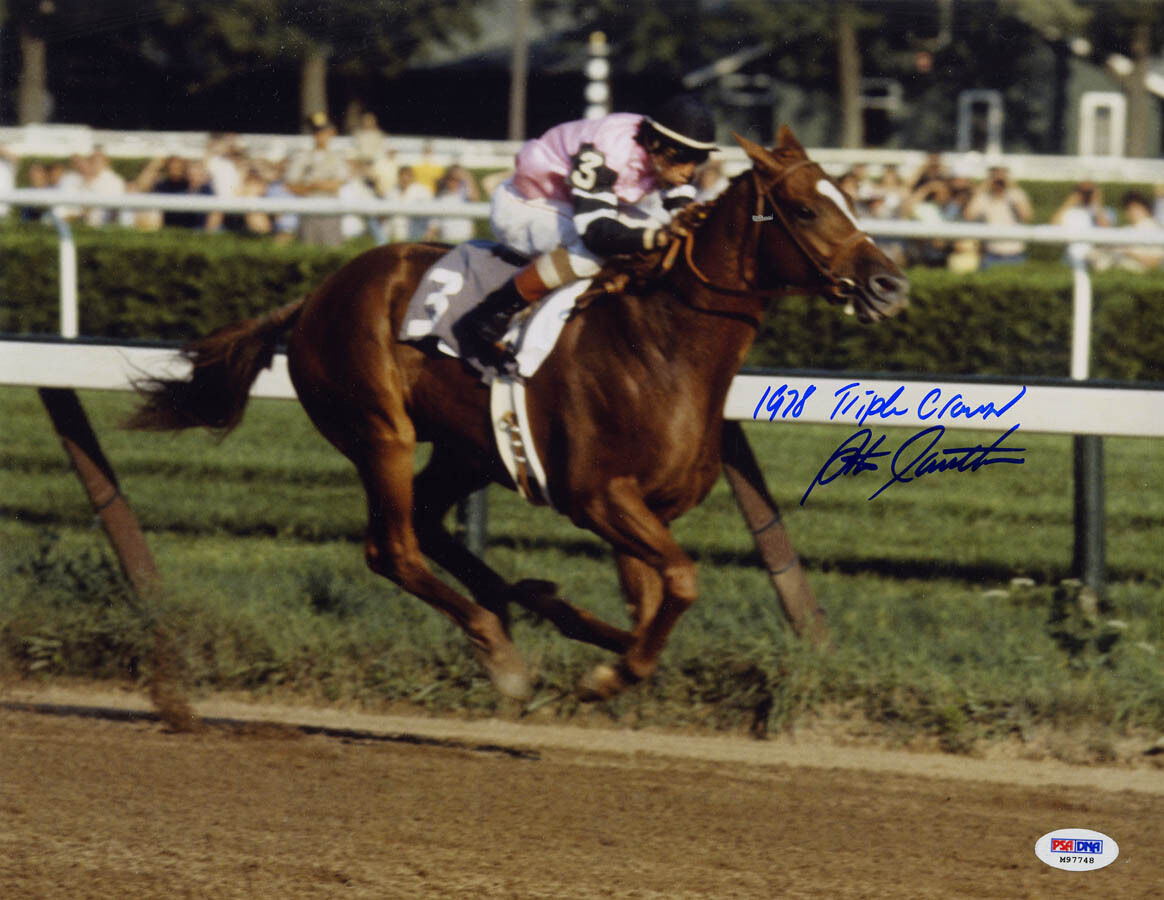 Steve Cauthen SIGNED 11x14 Photo Poster painting +1978 Triple Crown Affirmed PSA/DNA AUTOGRAPHED