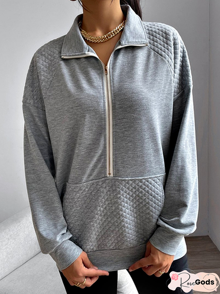 Shawl Collar Plain Casual Sweatshirts