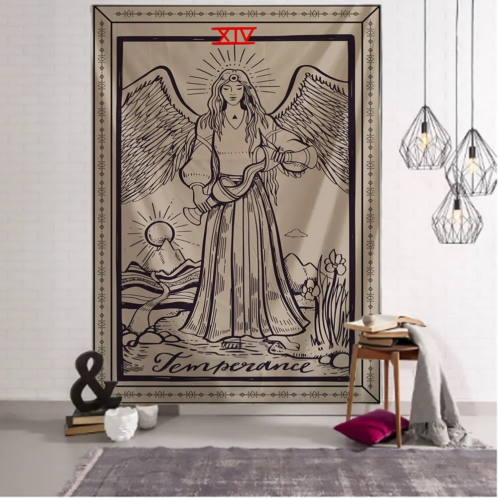 Myth Illustration Style Tarot Tapestry Creative Dark Witchcraft Room Headboard Arras Carpet Astrology Blanket Home Decoration