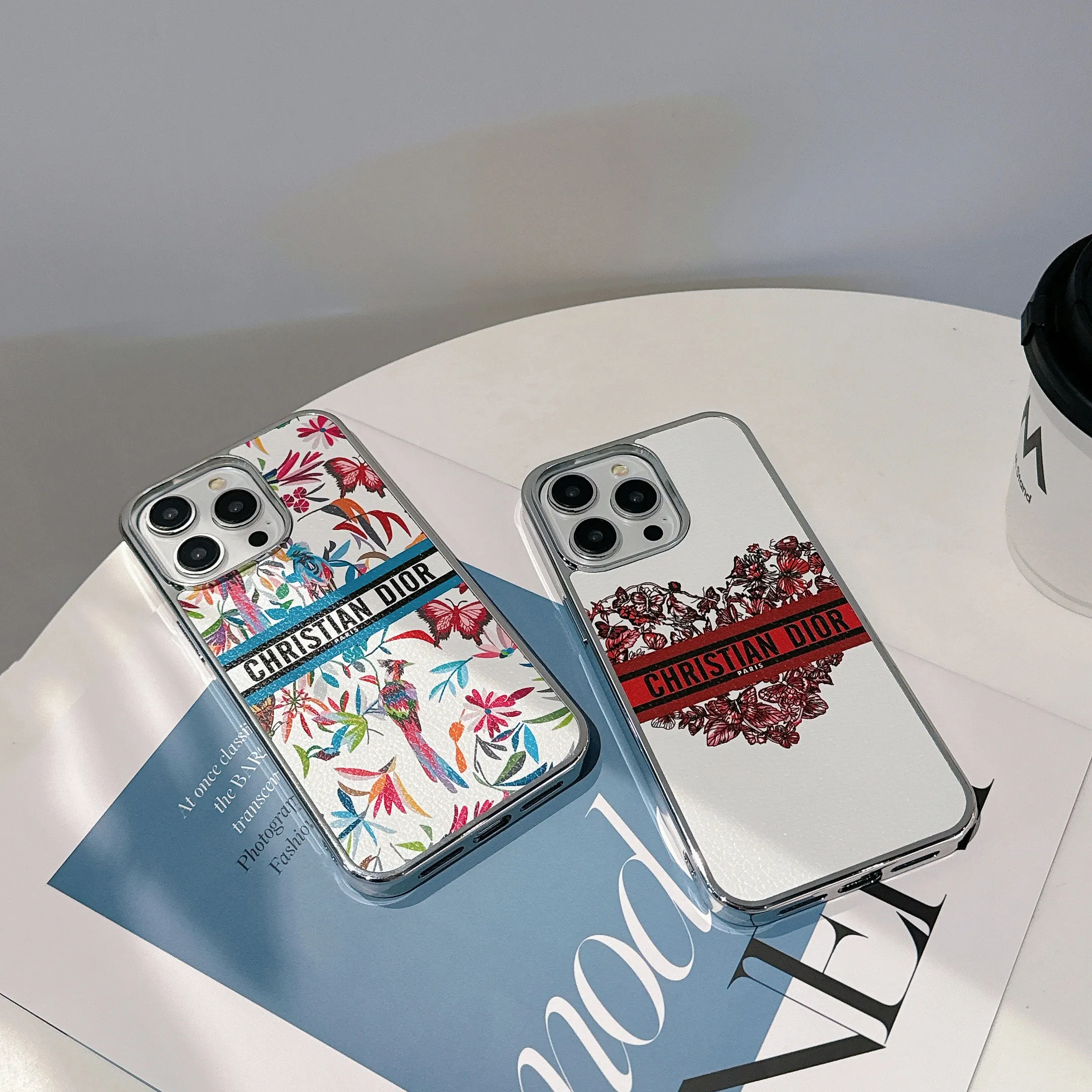 Dior Printed Leather Electroplated Frame Apple iPhone Case