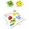 Face Changing Building Blocks Game Montessori Toy Kids Wood Puzzle Cartoon Cube
