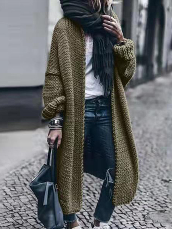 <SALE>Loose Solid Color Midi Sweater Outerwear
