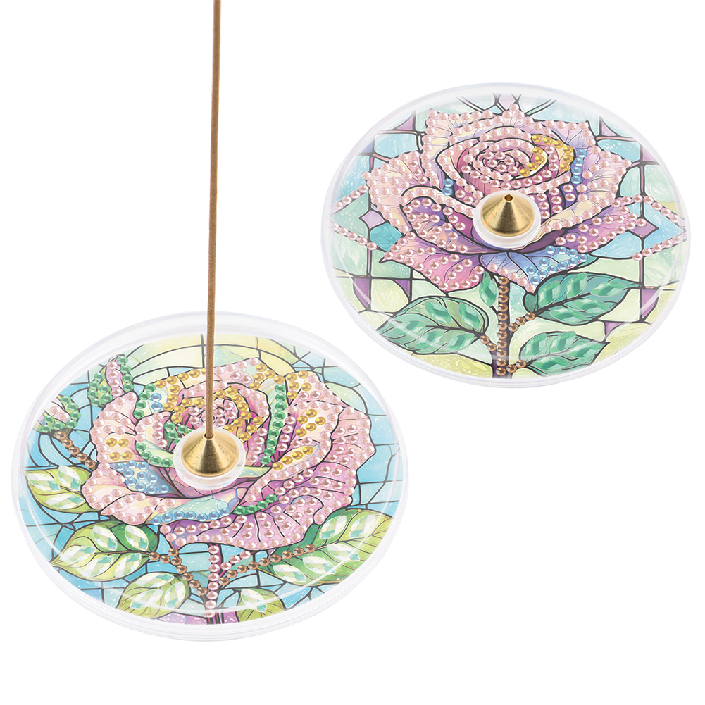 2Pcs Acrylic Special Shaped Flowers 5D DIY Diamond Painting Incense Stick Holder