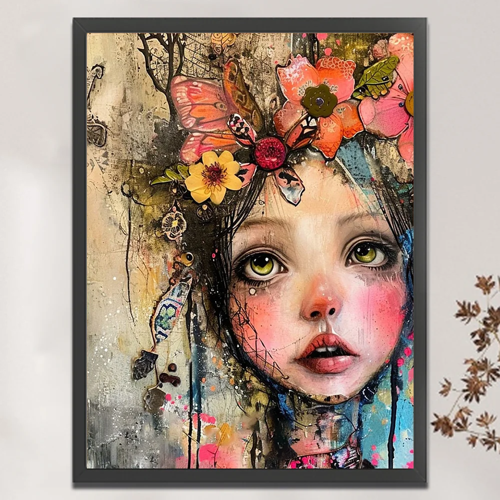 11CT Full Stamped Cross Stitch - Girl(Canvas|45*60CM)