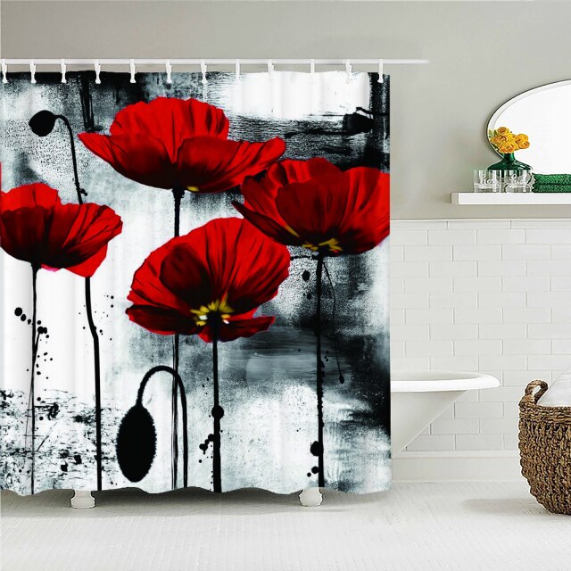 Shower Curtain – Colorful Tulip Flowers Trees-180*180cm, 501 Original