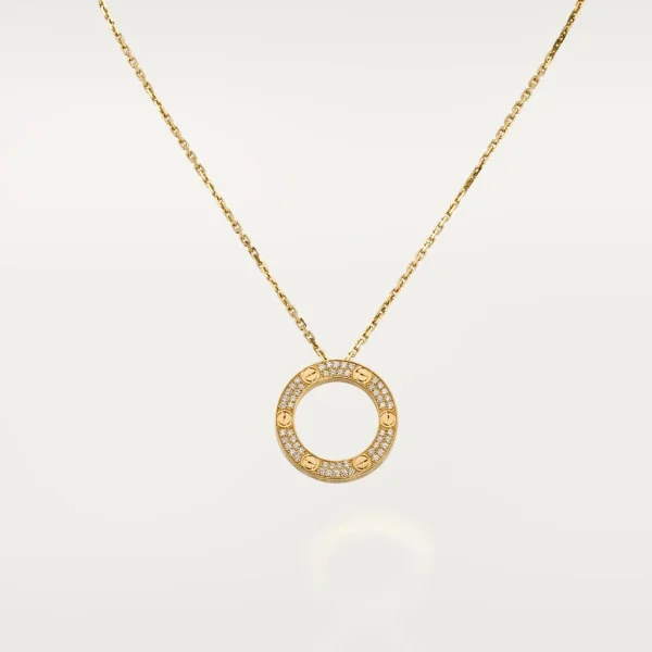 Love necklace, paved yellow gold, diamonds