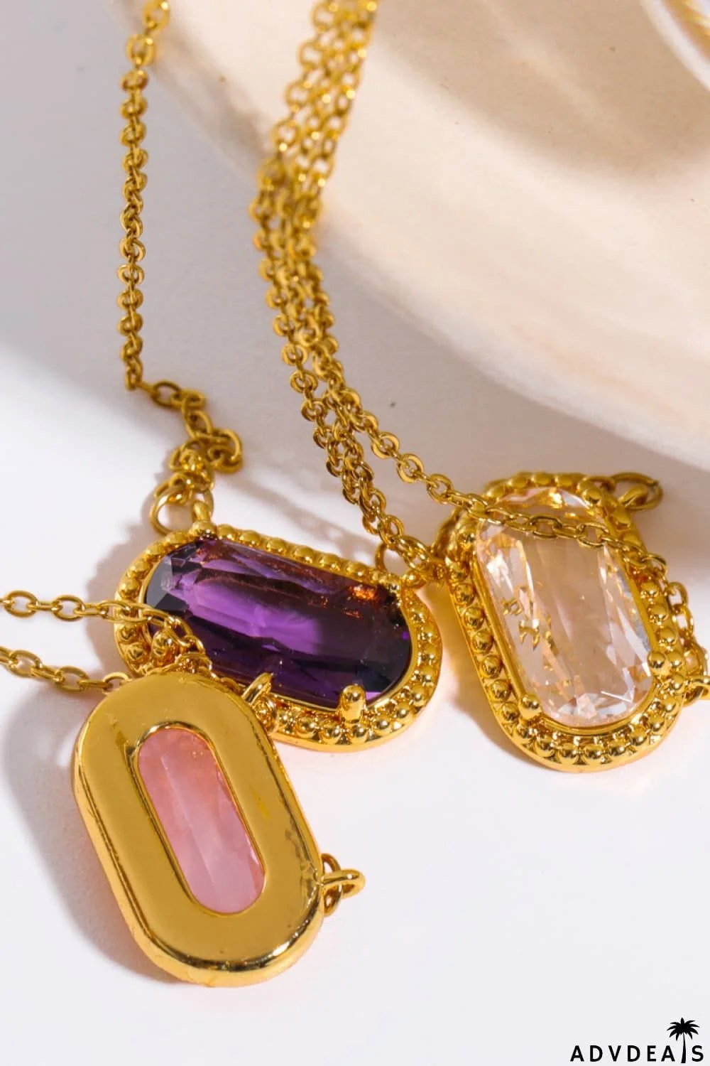 Copper 14K Gold Pleated Pendant Necklace