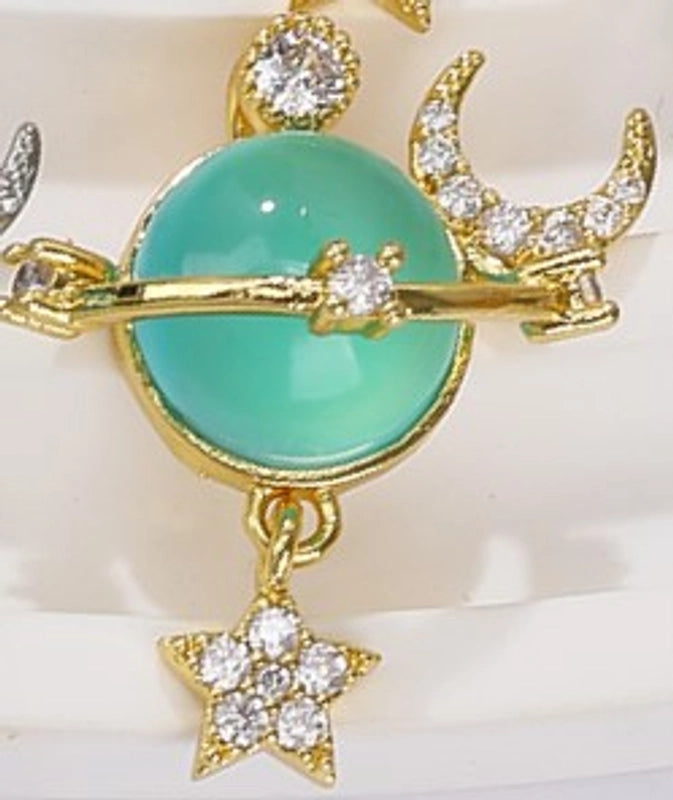 1 Piece Resin Copper Zircon 18K Gold Plated Star Moon Jewelry Accessories Pendant