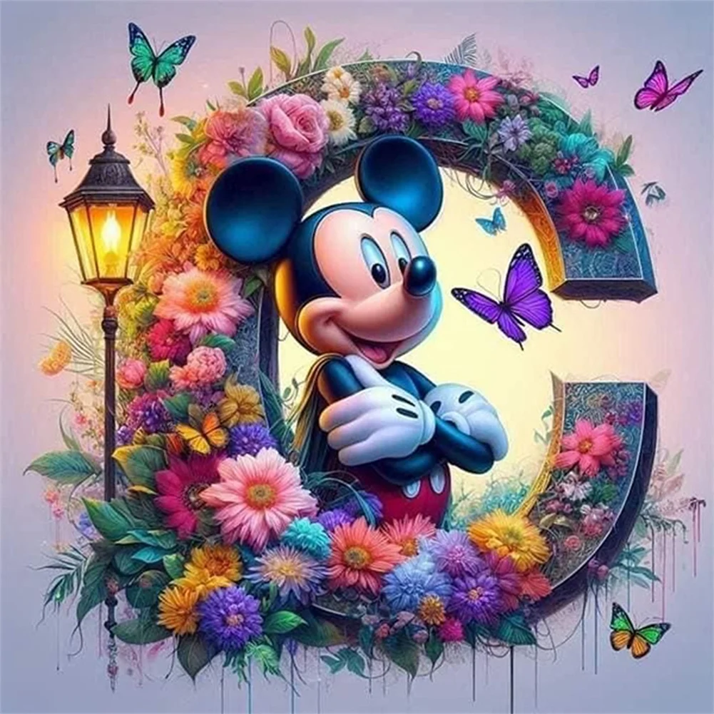 Partial AB Diamond Painting - Full Round Drill - Mickey Minnie Letters(Canvas|35*35cm)