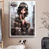 (US Only)Paint By Numbers Kit On Canvas DIY Oil Art Girl on The Suitcase Picture 50x70cm