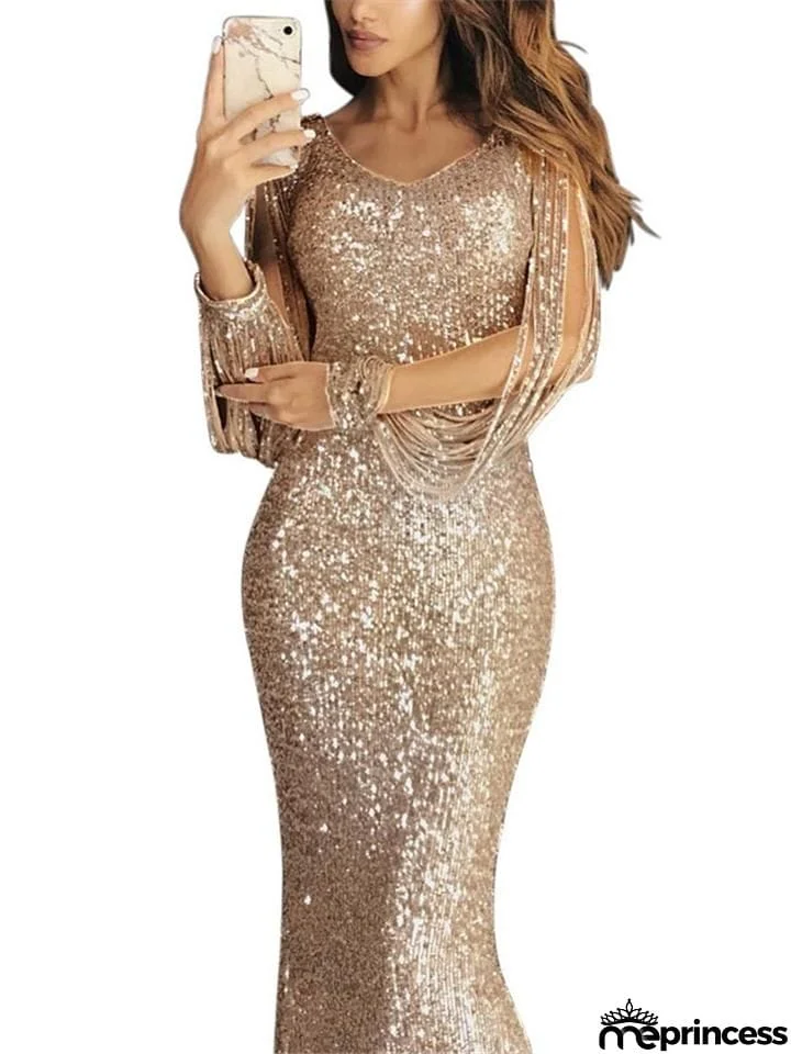 Gorgeous Sequined Mermaid Dress for Evening