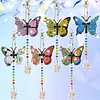 6Pcs Flower Butterfly DIY Diamond Painting Wind Chimes Crystal Window Suncatcher Craft Set Birthday Gifts Home Garden Decor