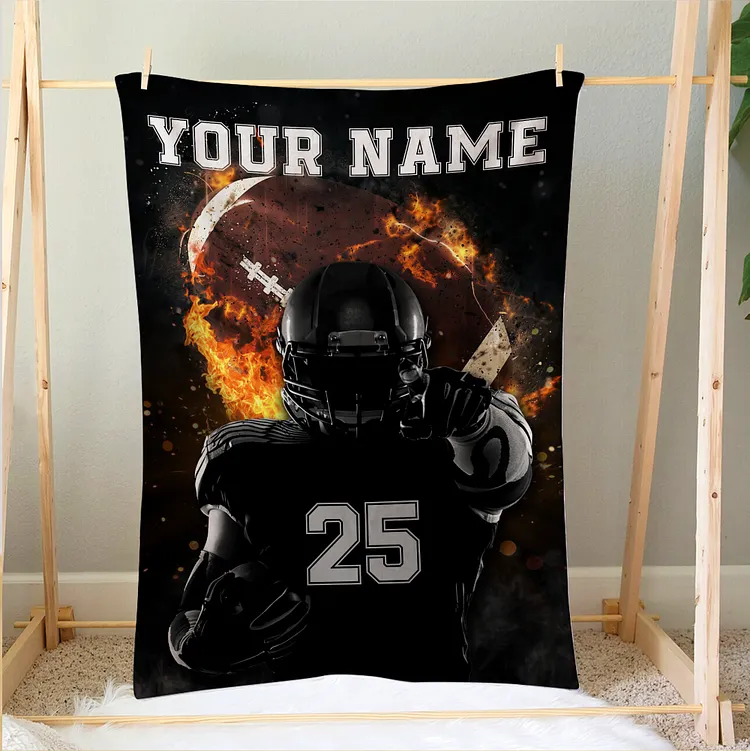 Personalized Football Blanket, Football Player Blanket |BKKid313