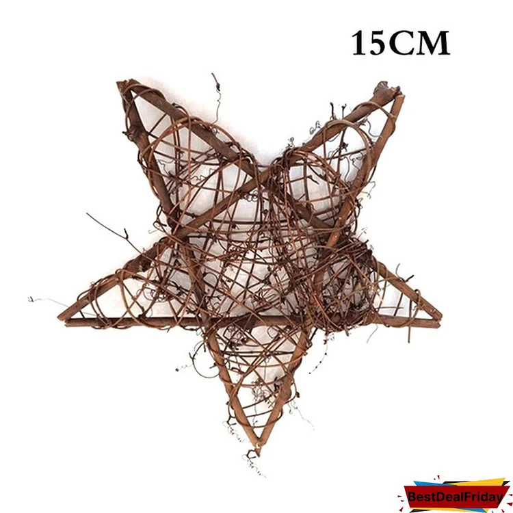 Christmas Door Hanging Dried Rattan Retro Handmade Five-pointed Star Floral Wreaths Xmas Wedding Party Decor DIY Accessories