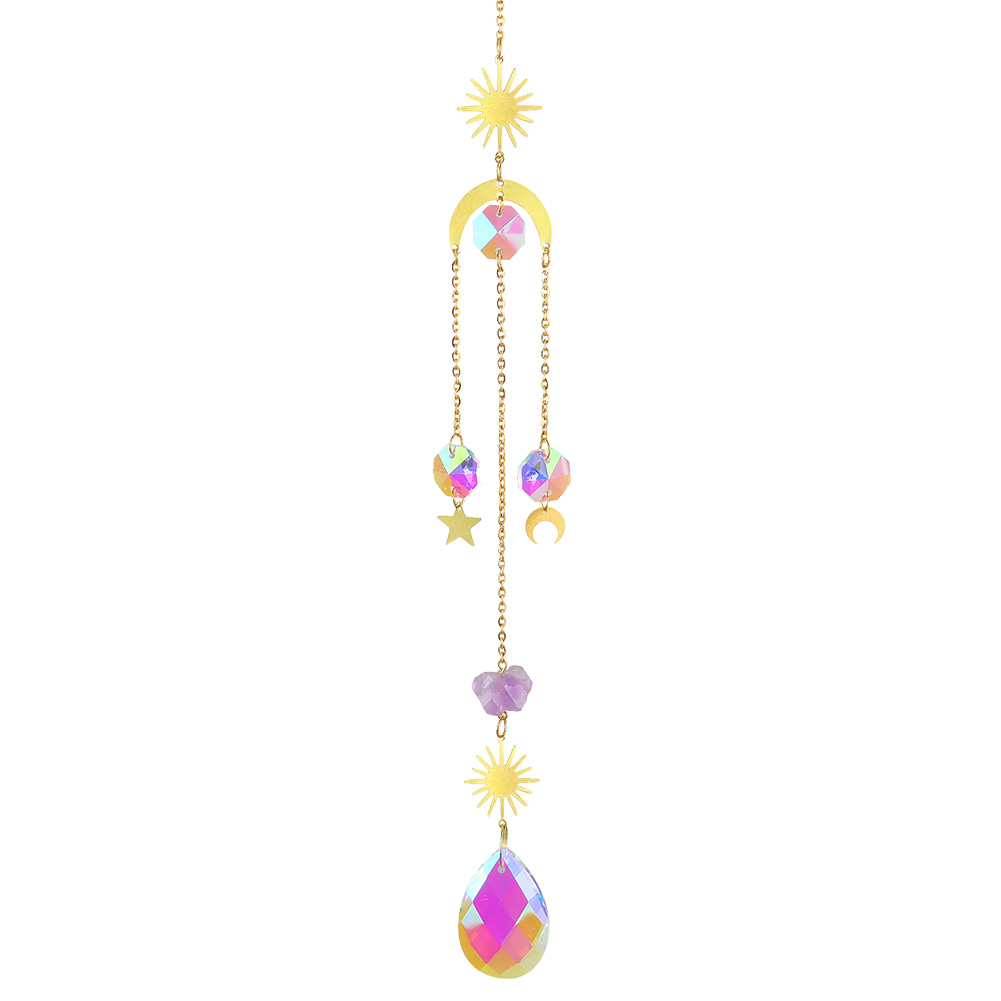 Crystal Wind Chime Star Moon Prism Hanging Pendant Home Garden Decorations
