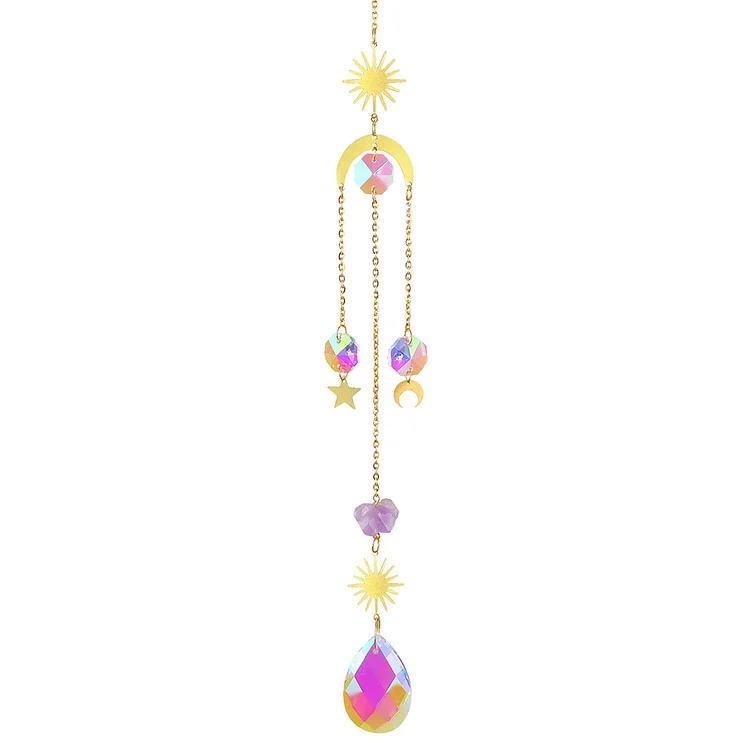 Crystal Wind Chime Star Moon Prism Hanging Pendant Home Garden Decorations gbfke