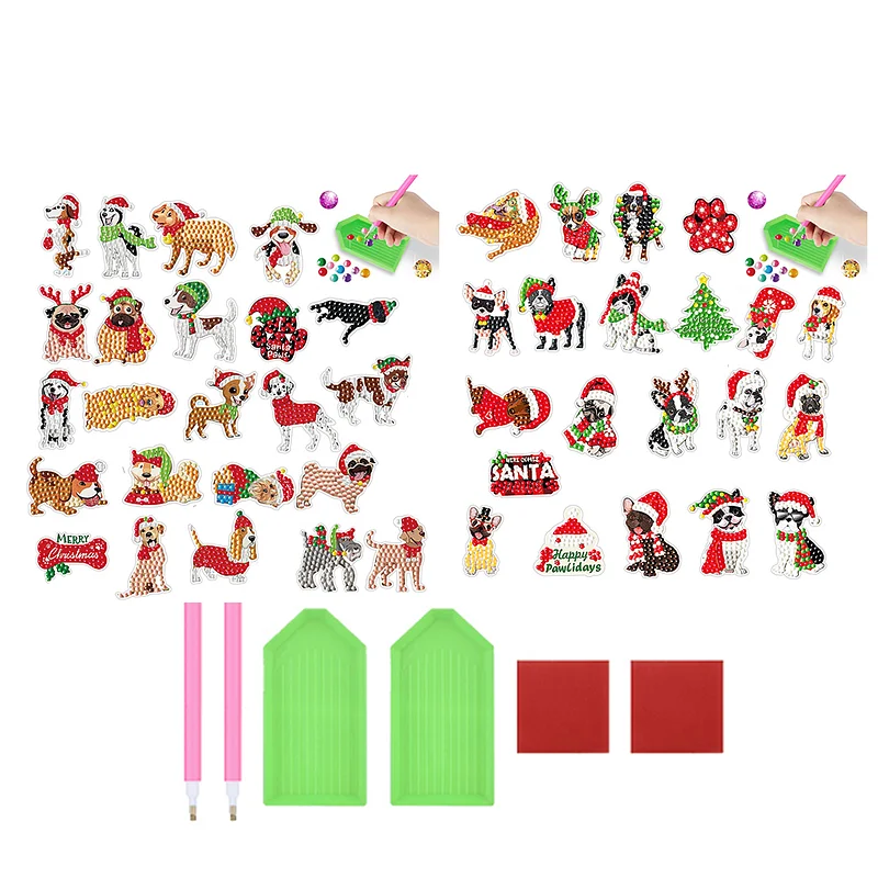 8pcs/2set Gem Art DIY Craft Kits Christmas Grinch Diamond Painting Sticker  Moose