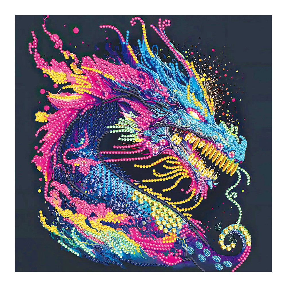 Color Dragon 30*30CM(Canvas) Special Shaped Drill Diamond Painting gbfke