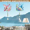 2Pcs Diamond Painting Acrylic Double Sided Flowers and Birds Wind Chime Suncatcher with Crystal Hanging Pendant