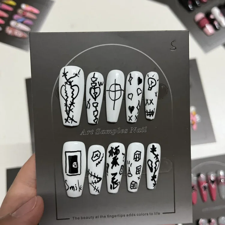 Cool Dark Graffiti Hand-Painted Wearable Nail Stickers