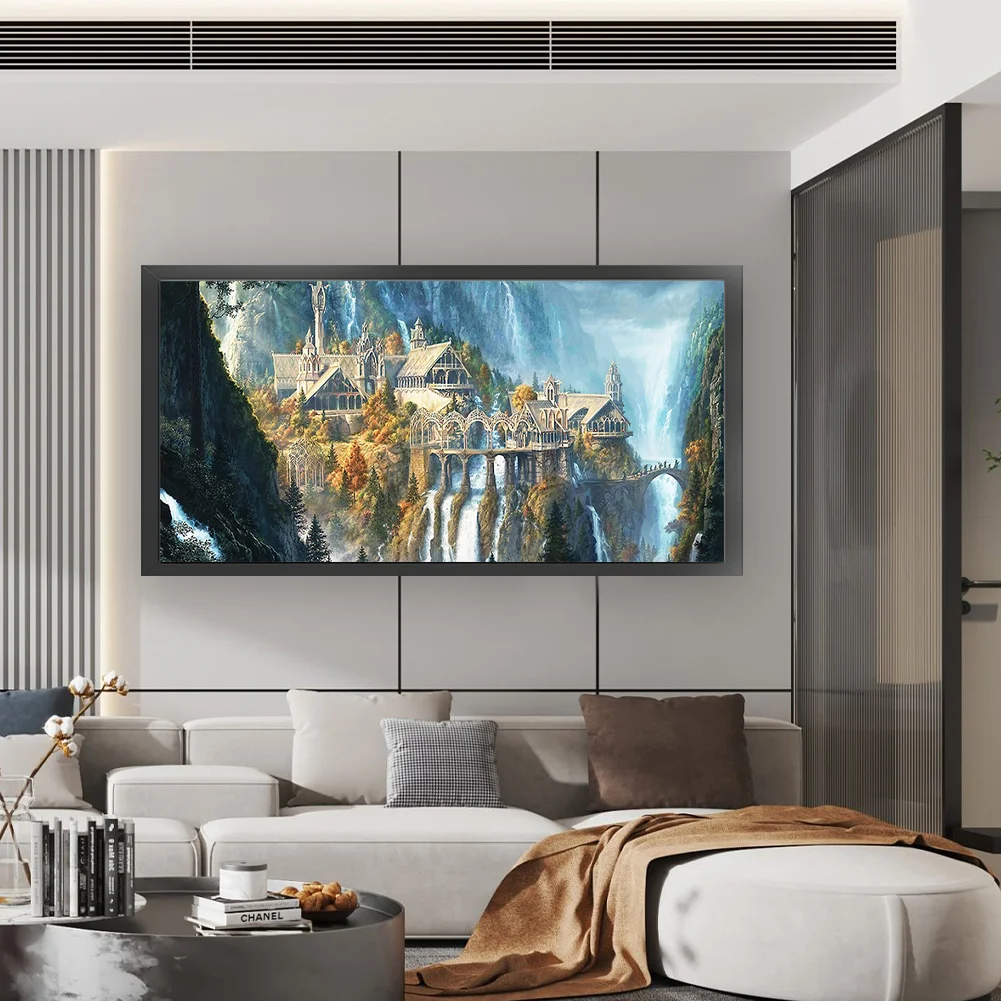 Castle Printed Cross Stitch Kit 80x40cm DIY 18CT Thread Art Needlework Decor