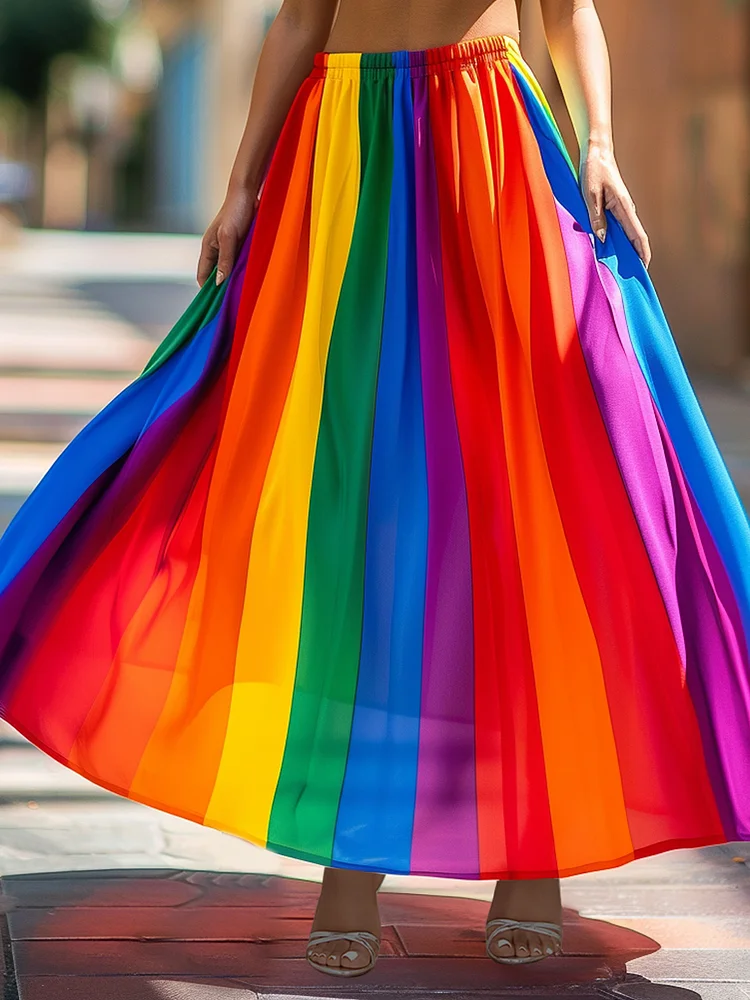 Women's Rainbow Gradient Art Skirt