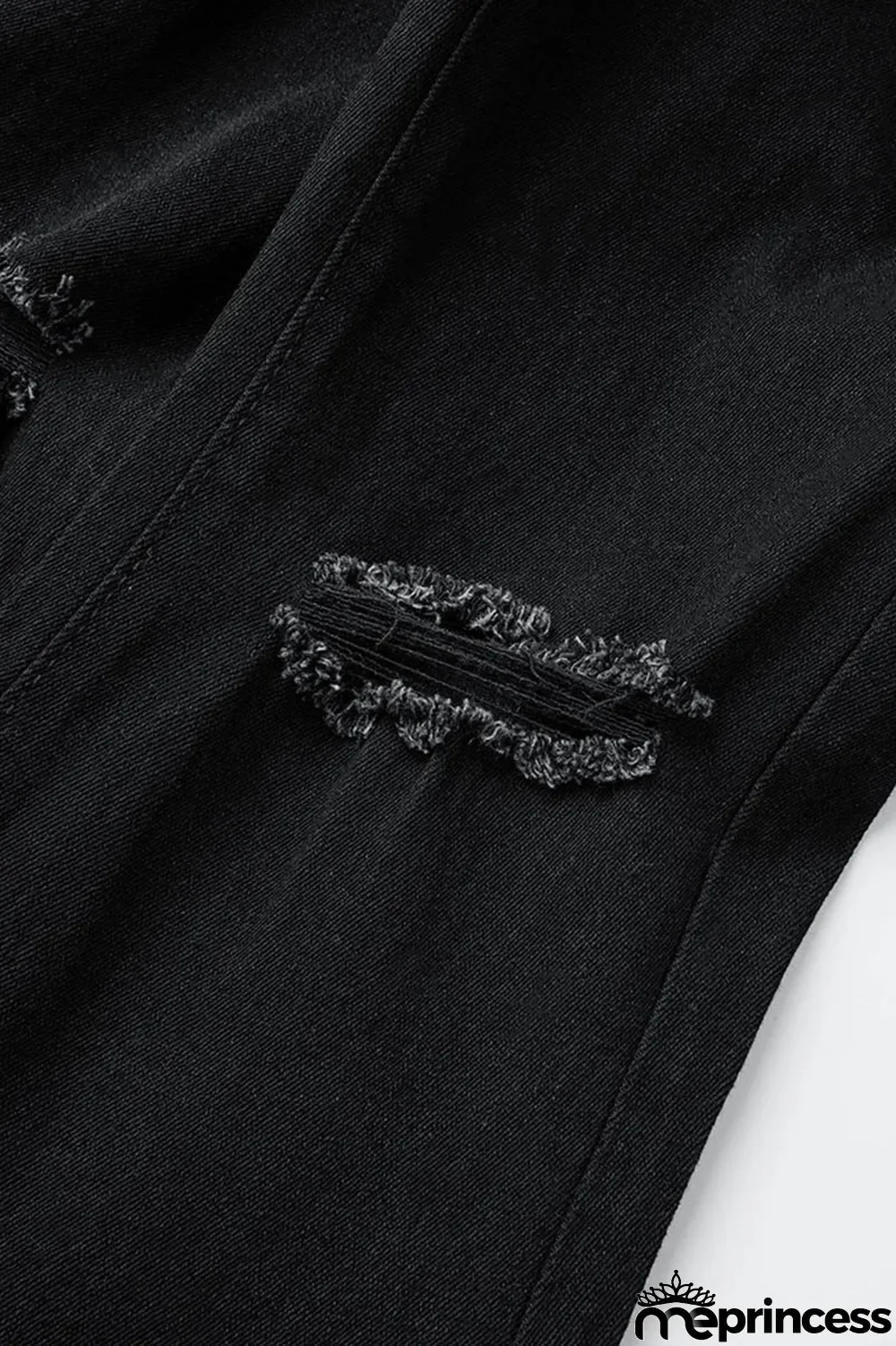 Black Casual Solid Ripped High Waist Boot Cut Denim Jeans