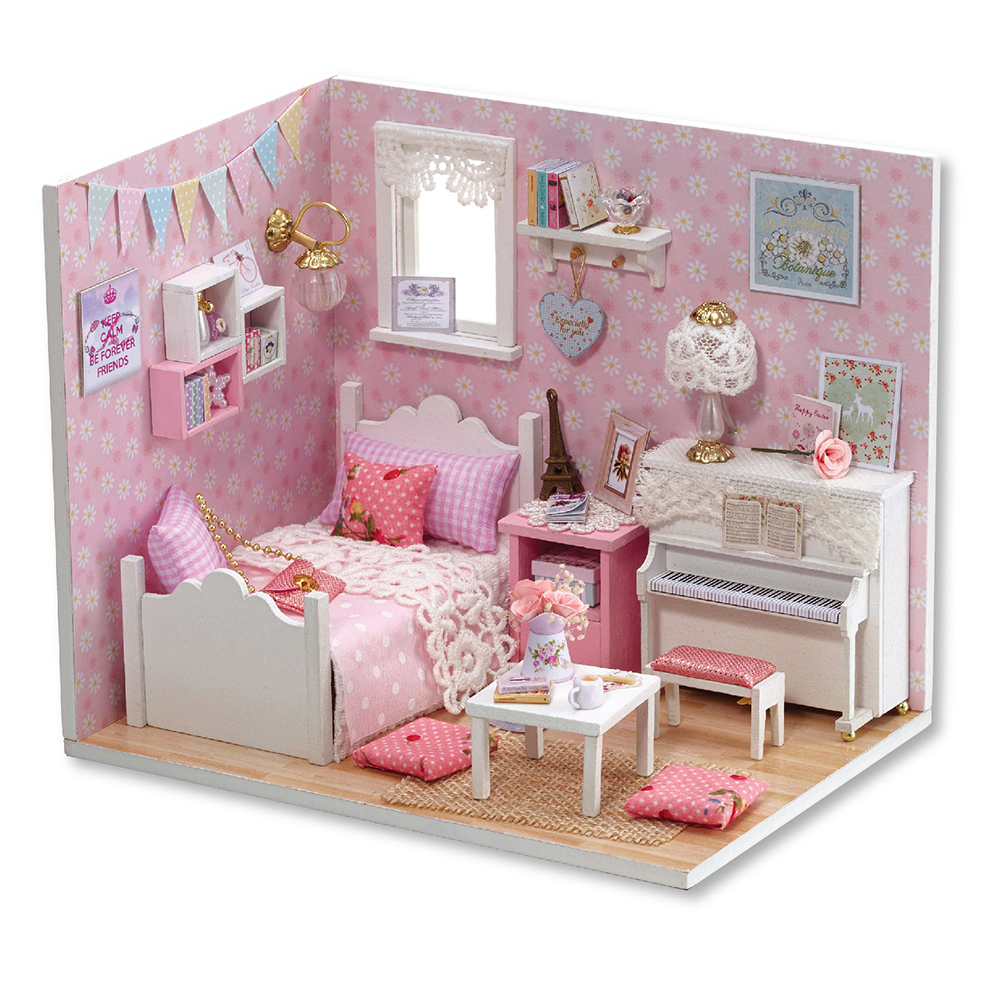 3D Wooden DIY Mini Doll House Kit Manual Assembling Dollhouse Toy Present