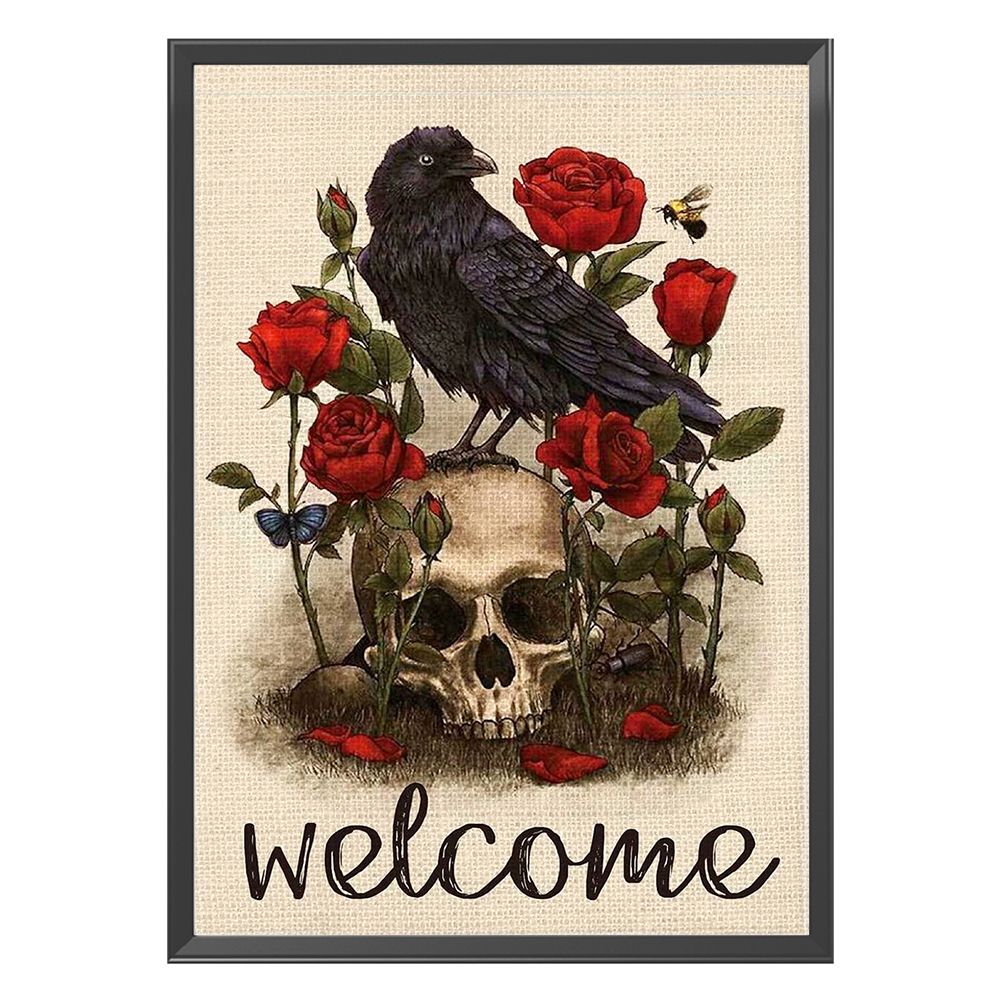 Cross Stitch Kits for Adults Beginner Stamped Needlework Supplies,11CT preprinted Cross-Stitch Fabric Embroidery for Home Decor 16x20inch Elf Riding a Crow