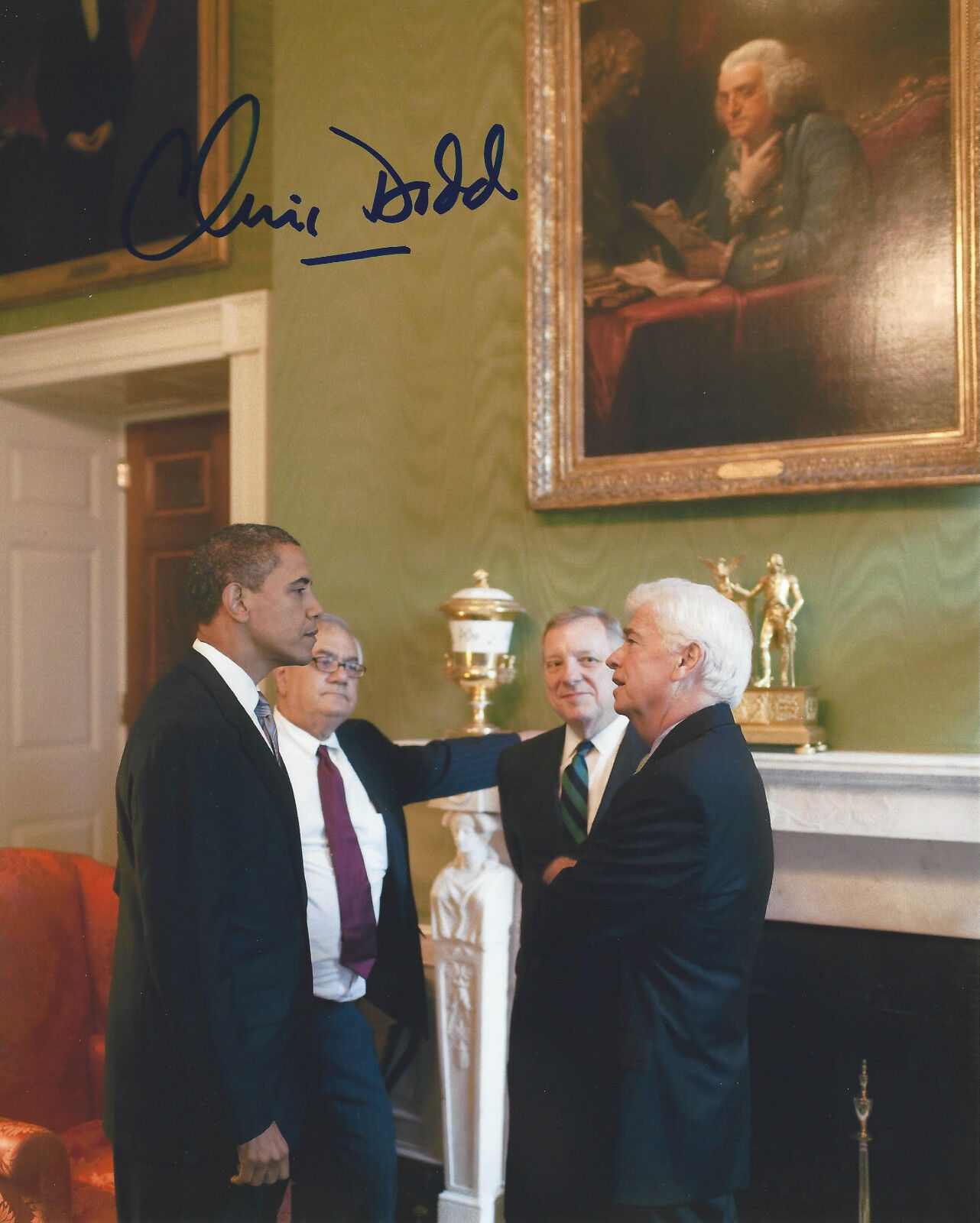 AMERICAN DEMOCRATIC SENATOR CHRIS DODD SIGNED AUTHENTIC 8X10 Photo Poster painting w/COA OBAMA