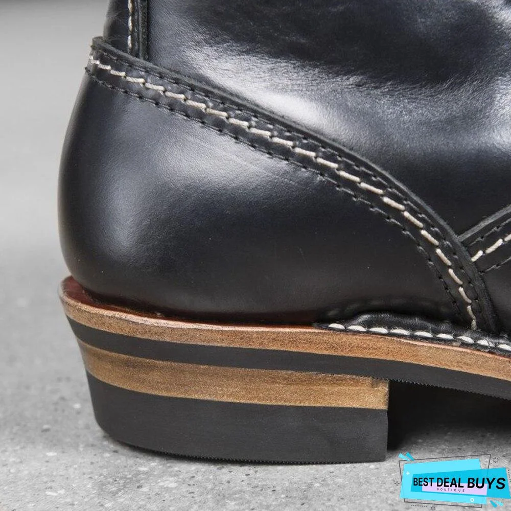 Vintage Cowhide Mens Ankle Boots Casual Lace Up Round Toe Genuine Leather Unisex Cargo Shoes Plus Size