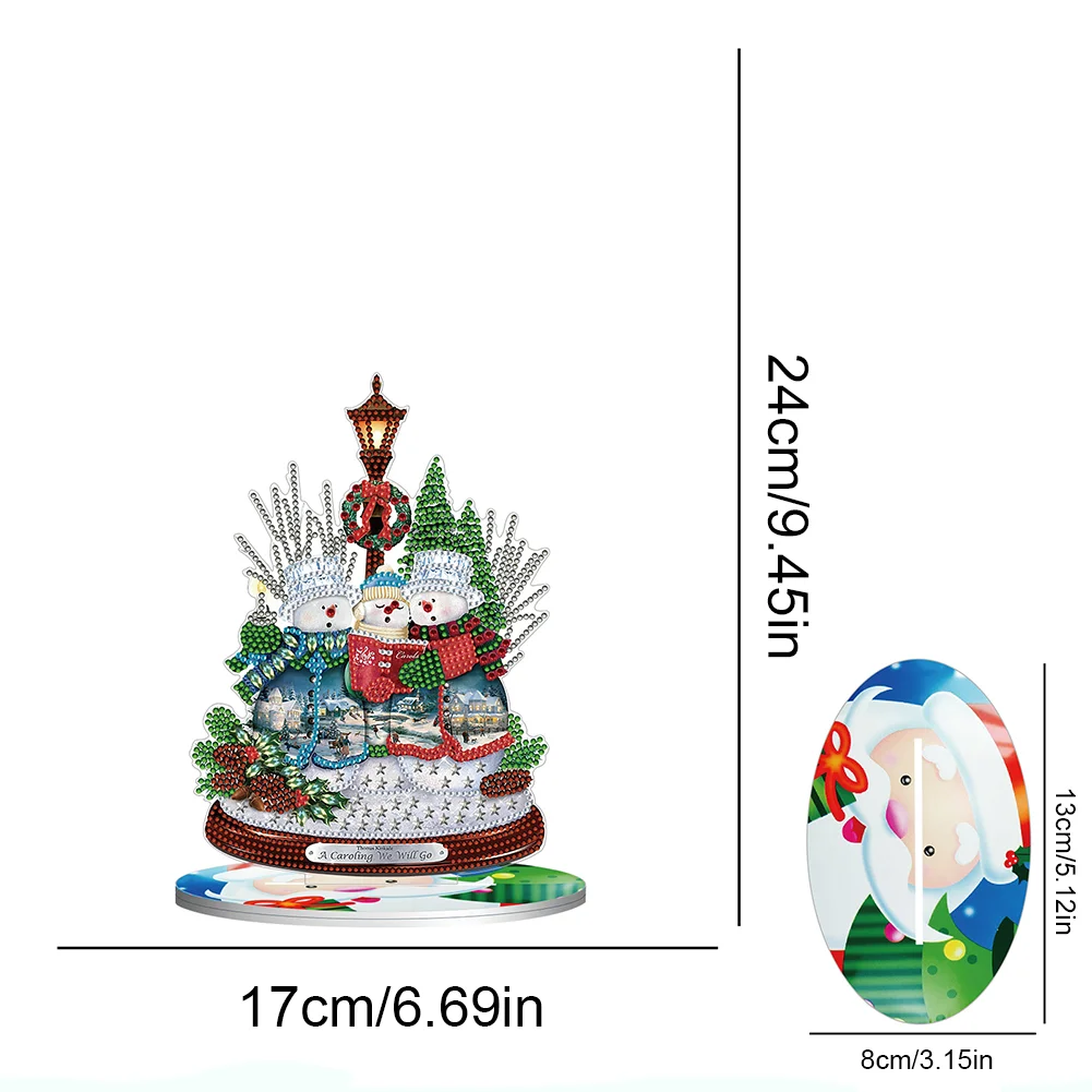 5D DIY Snowman Diamond Xmas Decor Rounded+Shaped Drill Christmas Ornament