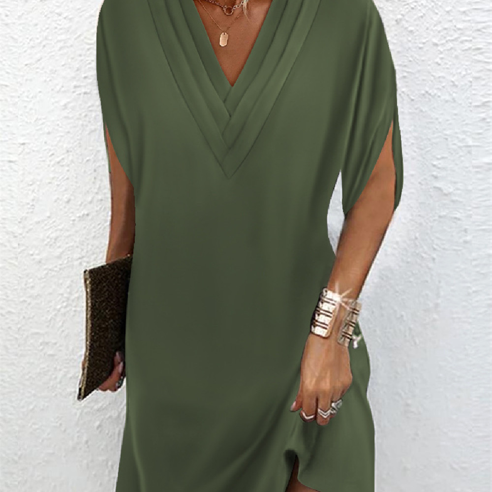 Mature Women's Fashionable Batwing Sleeve Dress