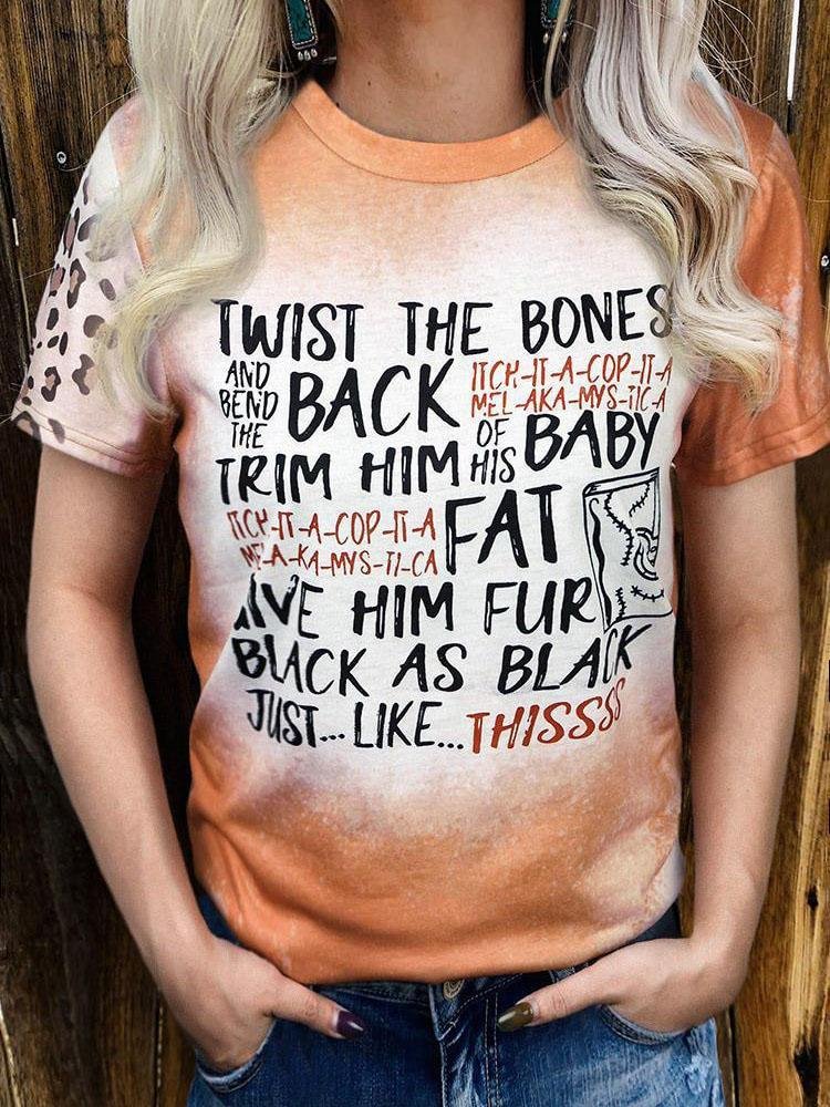 Halloween Funny Quotes Leopard Bleached T-Shirt Tee