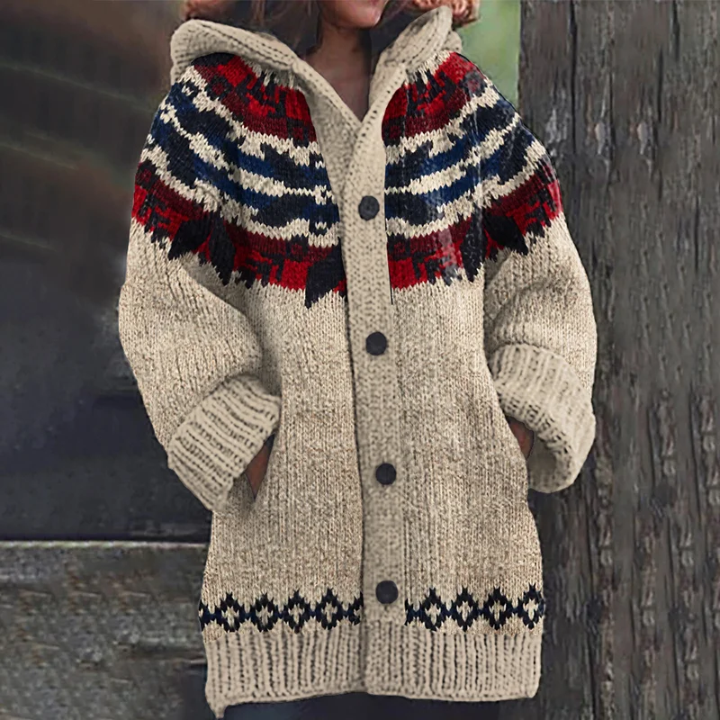 Women's Vintage Fairman Island Pattern Sweater Cardigan
