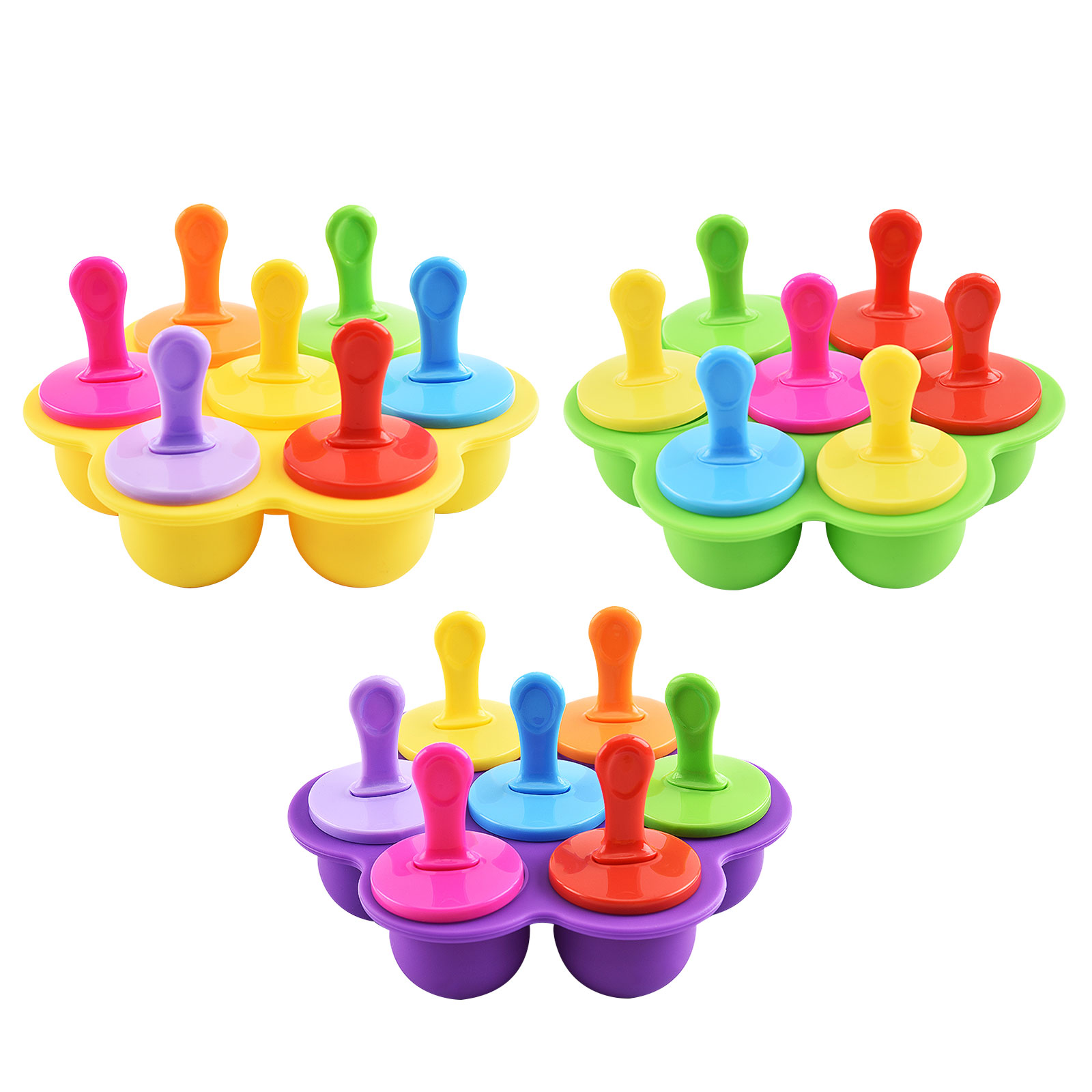 

Mini Popsicle Mold Silicone 7-Cavity Ice Cream Holder with Plastic Sticks, Yellow, 501 Original