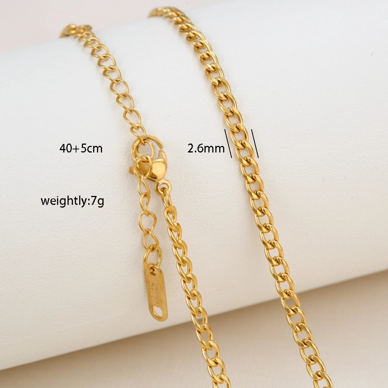 Basic Minimalist Solid Color 304 Stainless Steel 18K Gold Plated Necklace