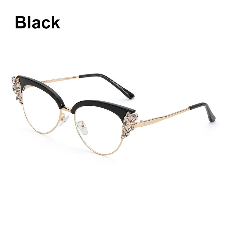 2022 New Anti-blue Light Glasses Women Luxury Brand Diamond-studded Metal frame Korean trendy computer Goggles