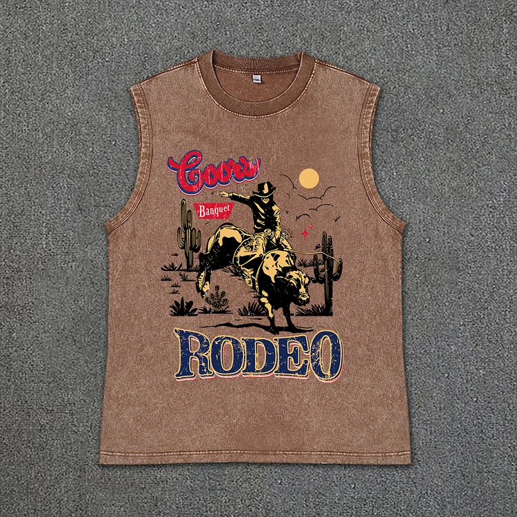 Vintage Coors Banquet Rodeo Classic Graphics Acid Washed Tank Top