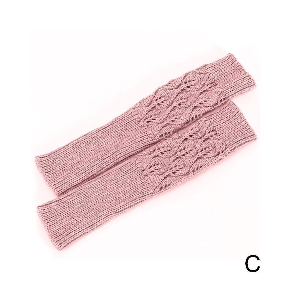 Autumn Winter Women Wool Arm Warmers Winter  Button Knitted Mitten Long Gloves