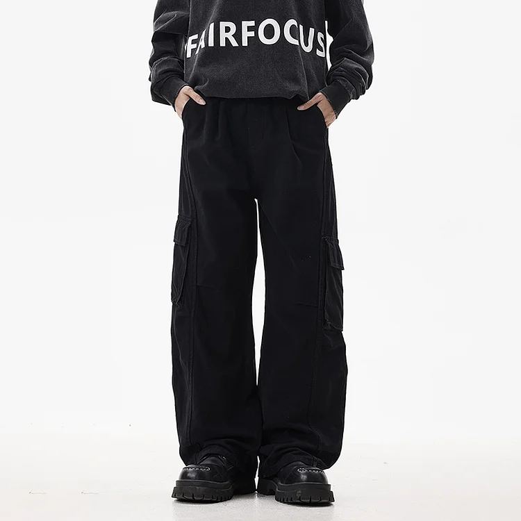 American Retro Washed Straight Wide Leg Work Pants